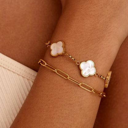 Perlmutt-Kleeblatt-Armband