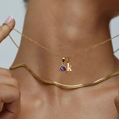 By Heart Kette mit Initiale & Geburtsstein