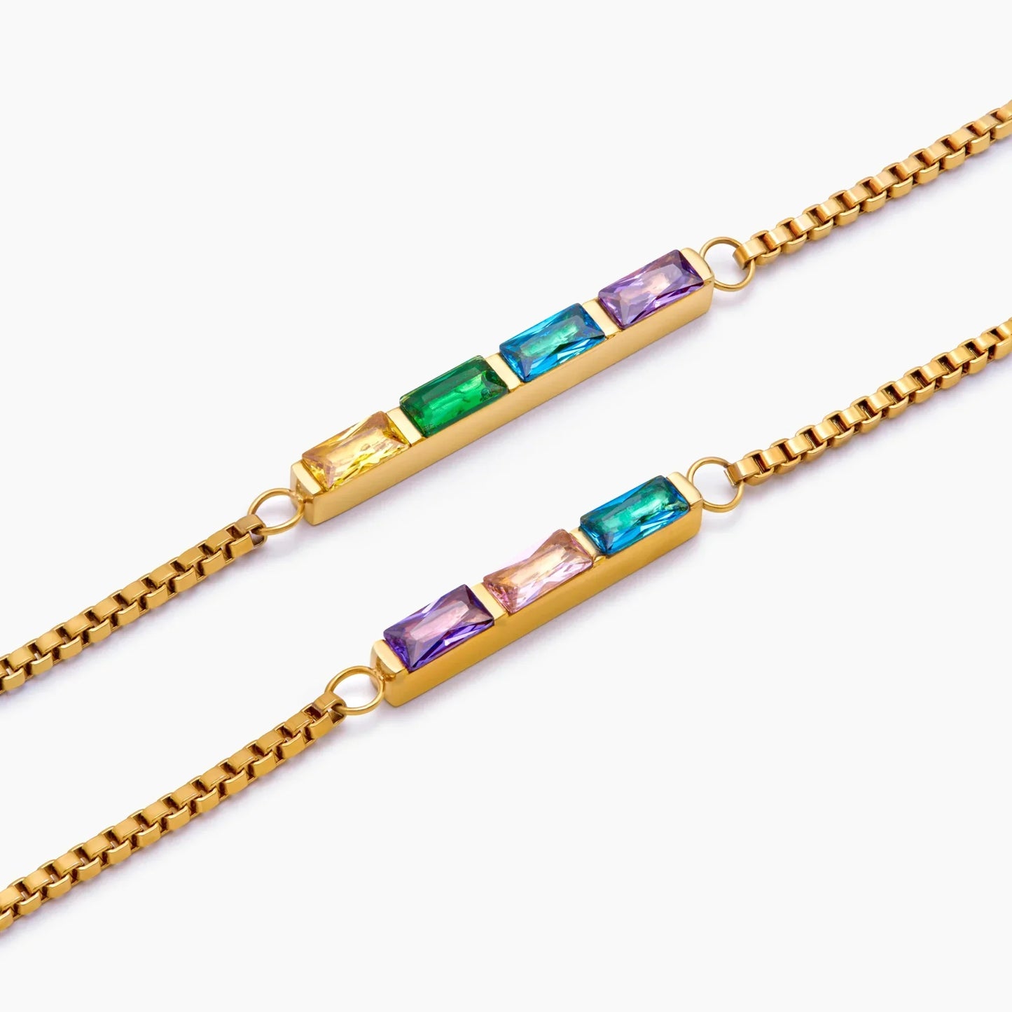 Zartes Baguette-Geburtsstein-Armband