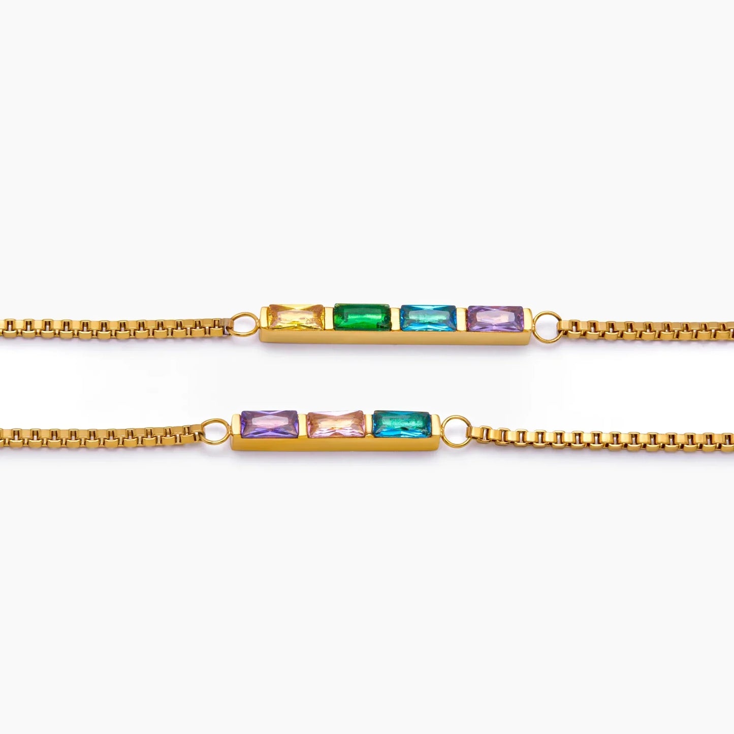 Zartes Baguette-Geburtsstein-Armband