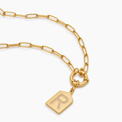 Kette mit Initiale-Anhänger Pavé