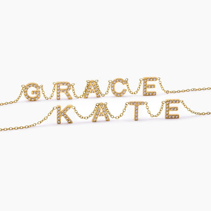 Personalisierte Namenskette Pavé
