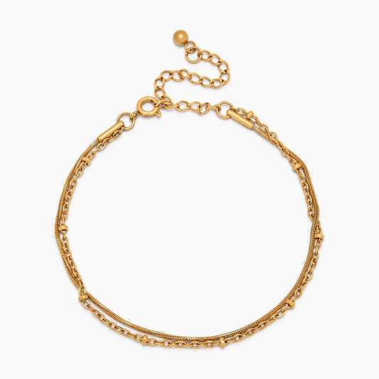 Geschichtetes Armband mit Perlen und Schlangenkette