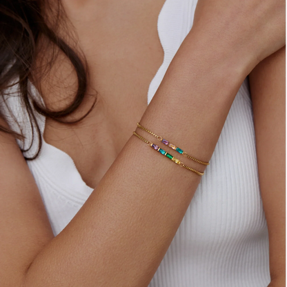 Zartes Baguette-Geburtsstein-Armband