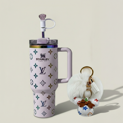 Luxus-Design Tumbler + Premium Schlüsselanhänger + Schmuck-Aufsatz – Flieder