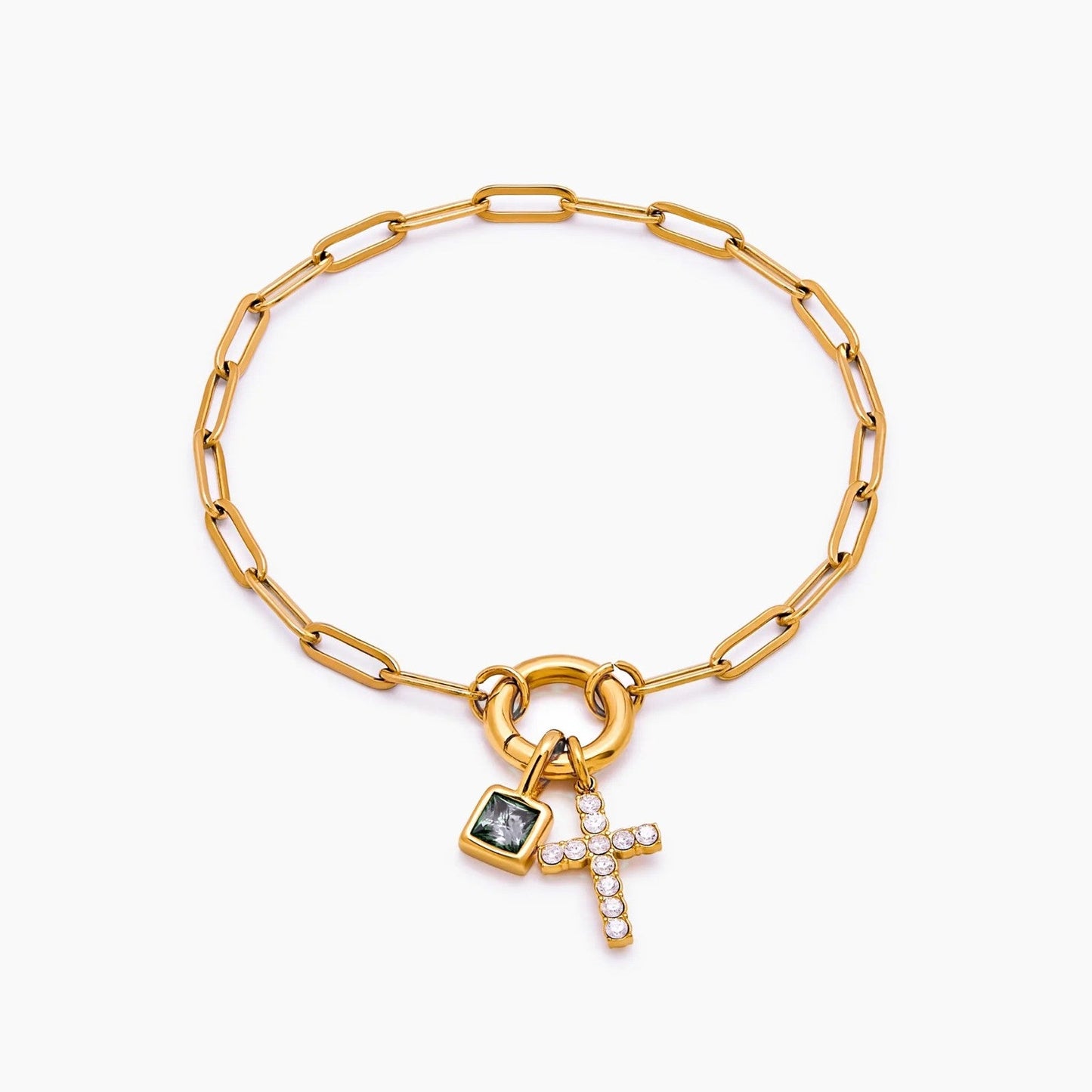 Büroklammer-Kreuz-Charm-Armband
