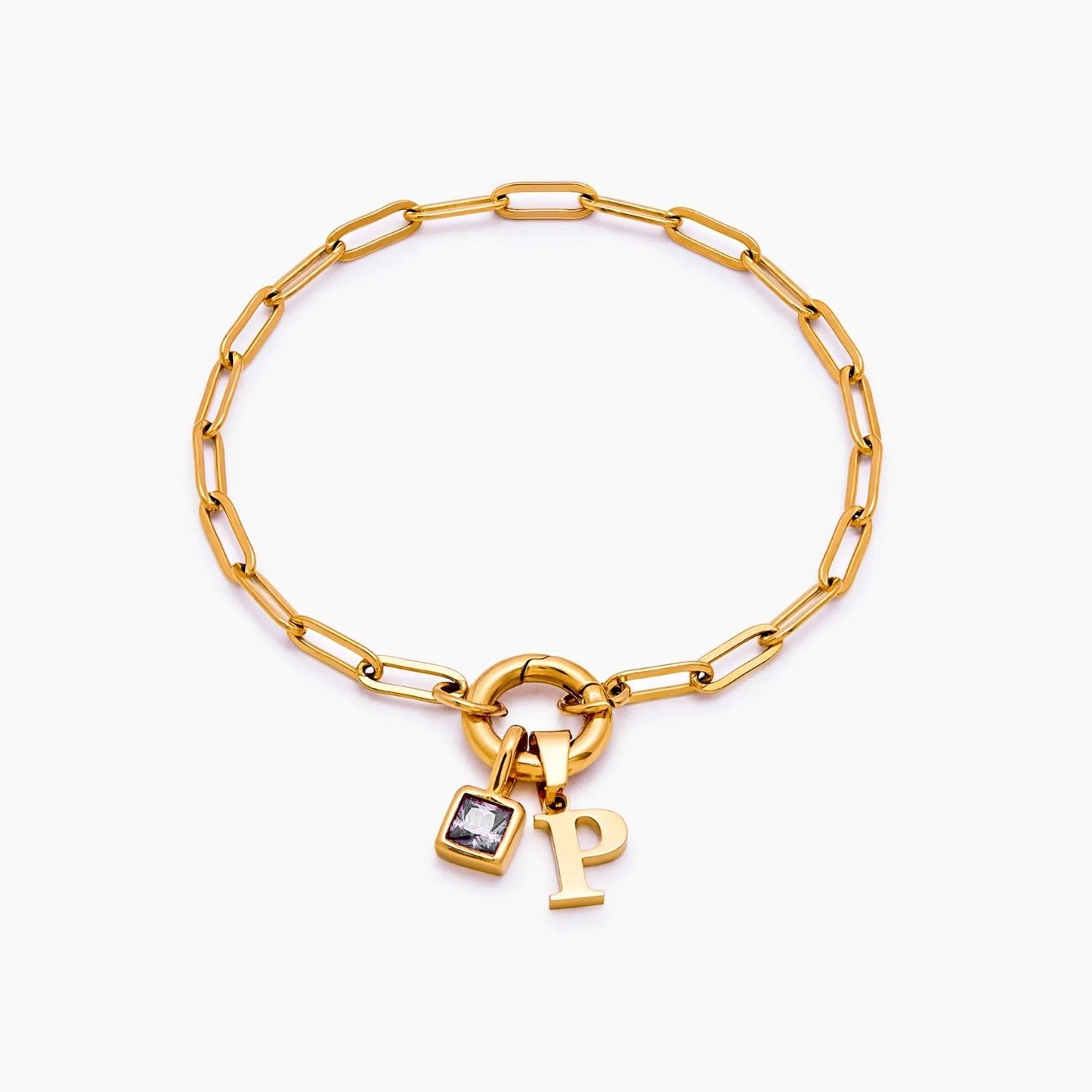 Büroklammer-Armband mit Initiale und Geburtsstein