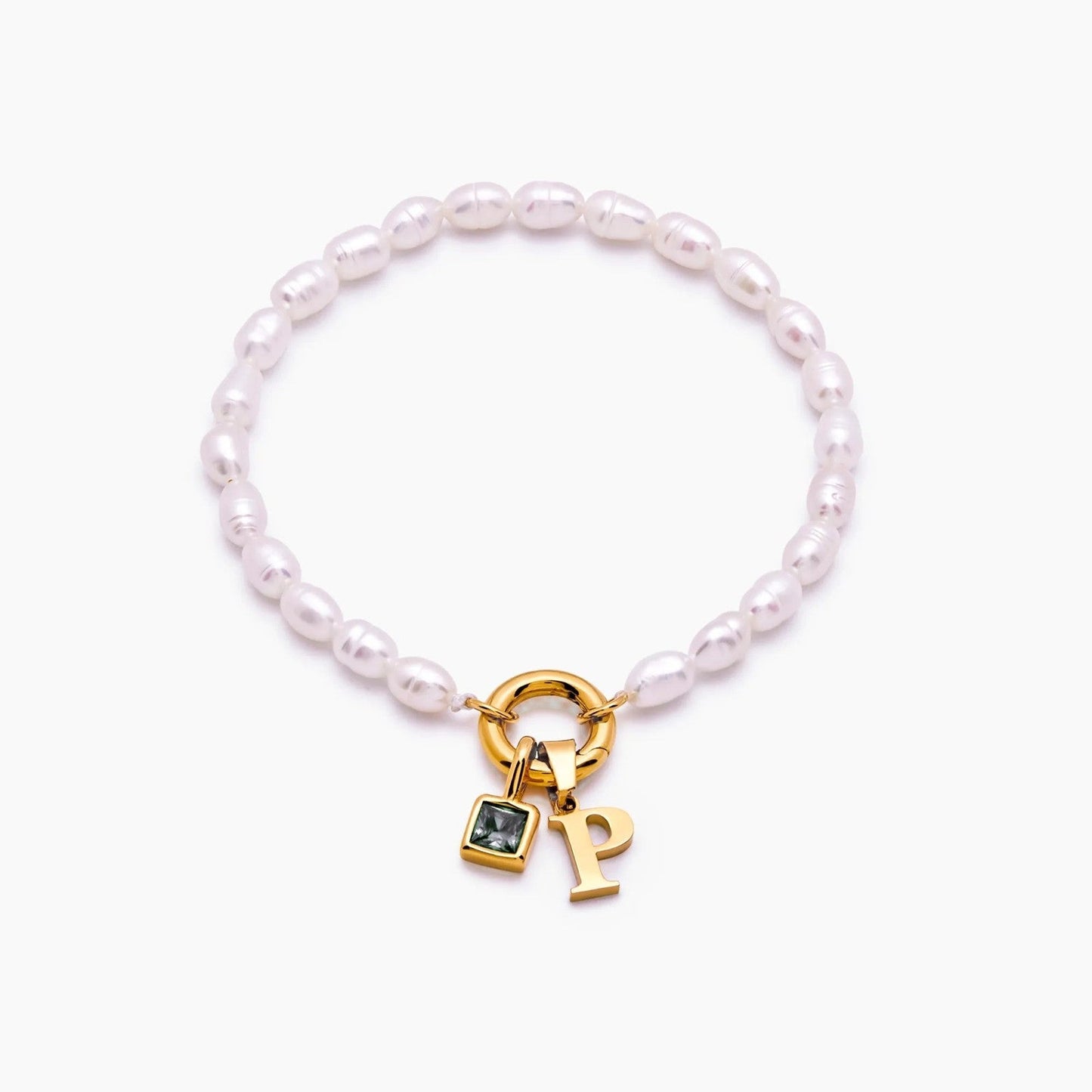 Perlen-Initial-Geburtsstein-Armband