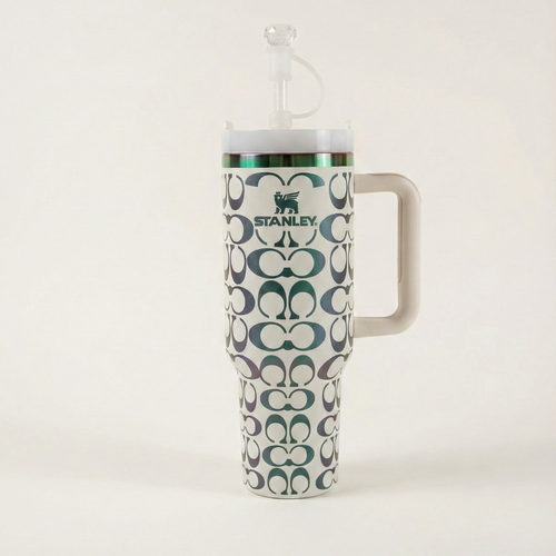Holografischer Monogramm Quencher Tumbler  (1,2 l) – Weiß